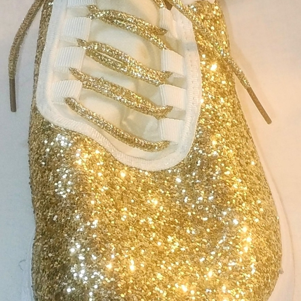 Women's Forever Golden Glitter Sparkly Lightweight Tennis Sneakers Shoes Size 11 - Picture 2 of 12